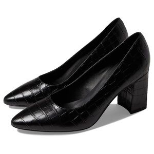 NEW Aquatalia Heels Black Embossed Leather Croc Pattern Size 11 Pumps NWT $395